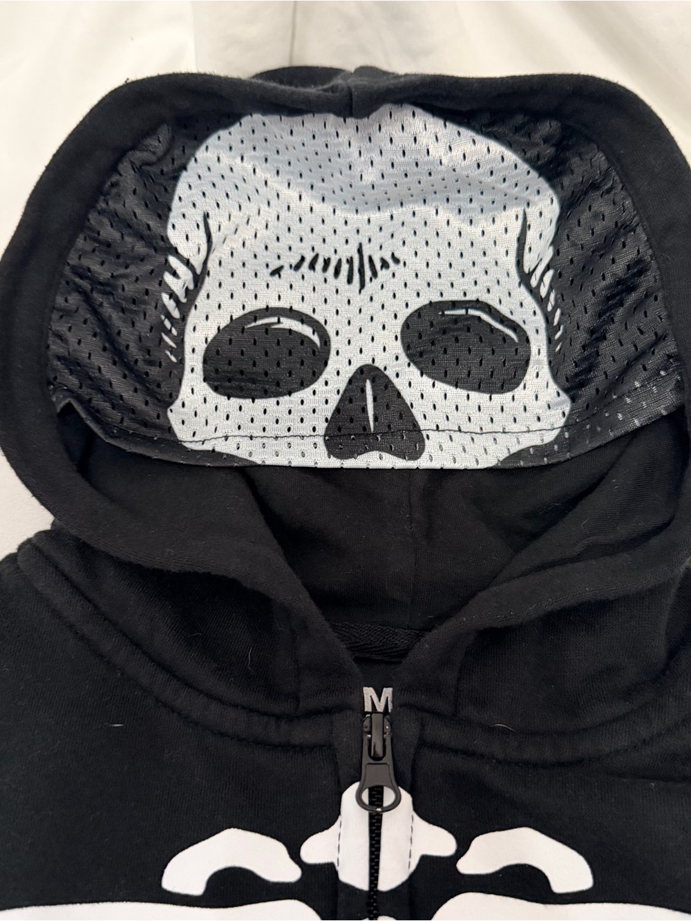Kids Large Black Hoodie with White Skeleton Print - Picture 2 of 7
